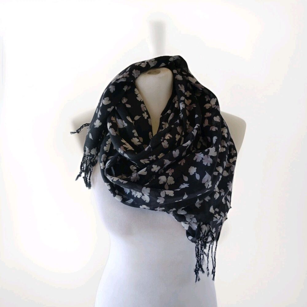 Floral Scarf Lane Bryantn soft scarf long fringe cottagecore